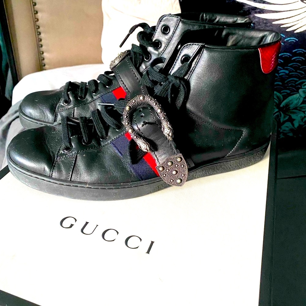 Gucci Ace High-Top Sneakers | Dionysus Snake Buckle | Size 9
